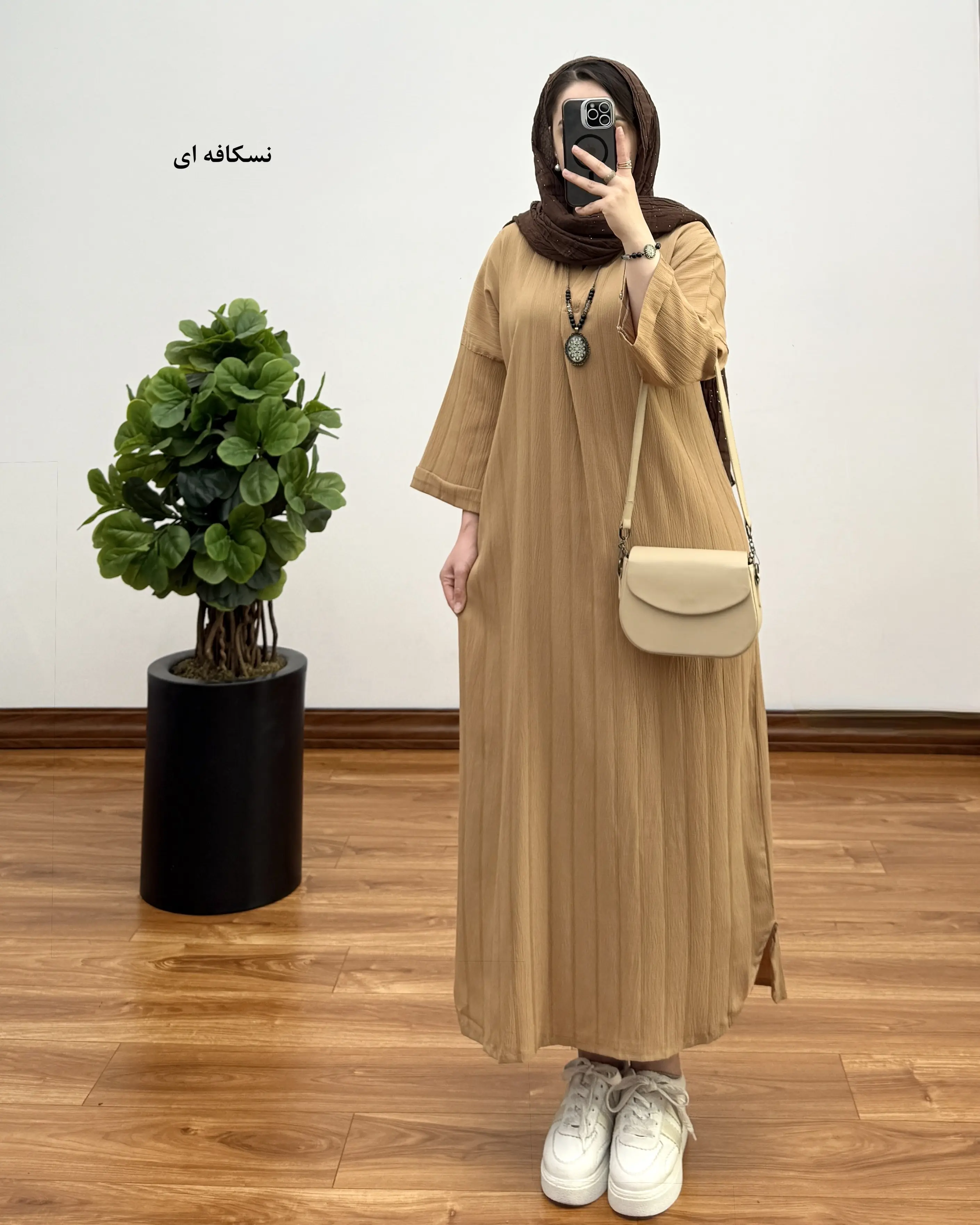 کفتان زنانه بلند مدل یقه کوبایی